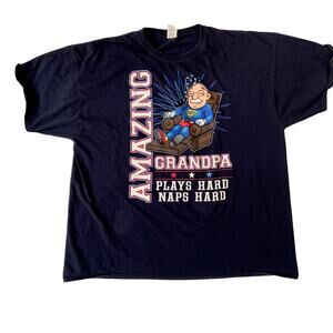 #1 DAD Amazing Grandpa Navy RED White Blue Men's T-Shirt Size 3XL